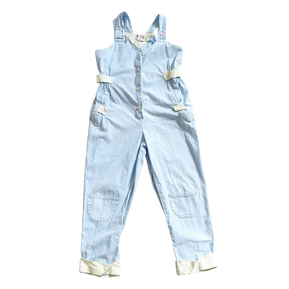 Girls Stix n Stones Vintage 90’s Baby Blue Cotton Overalls Size 5 Lightweight